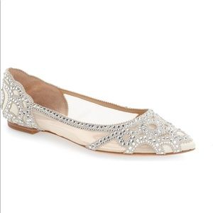 Badgley Mischka Gigi Crystal Pointed Flats 9.5